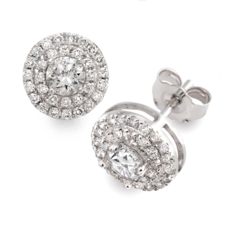 1 Carat Spiral Diamond Stud Earrings in 18k White Gold with Push Backs £899