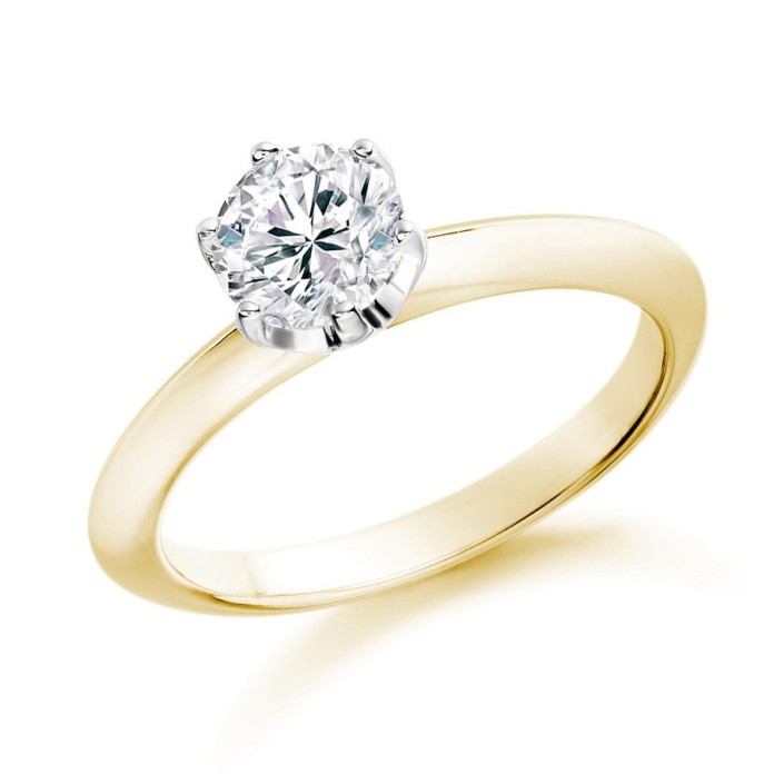 Round Cut 0.25 Carat 18k Yellow Gold Diamond Engagement Ring, £599