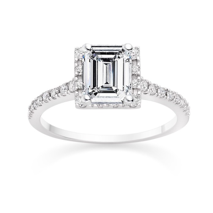 Square Halo Prong Set Engagement Ring Setting in 18k White Gold, £699