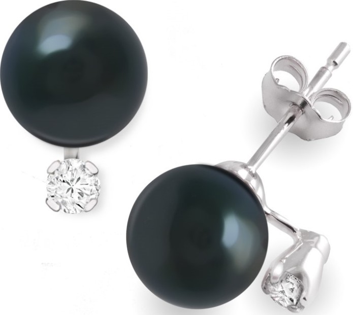Diamond and Tahitian Pearl Earrings in Platinum, £999