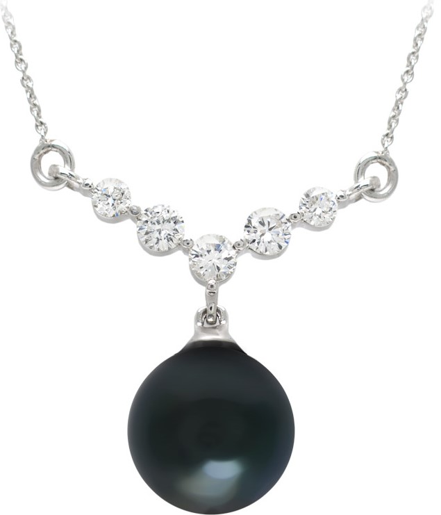 Diamond and Tahitian Pearl Pendant in Platinum, £1199