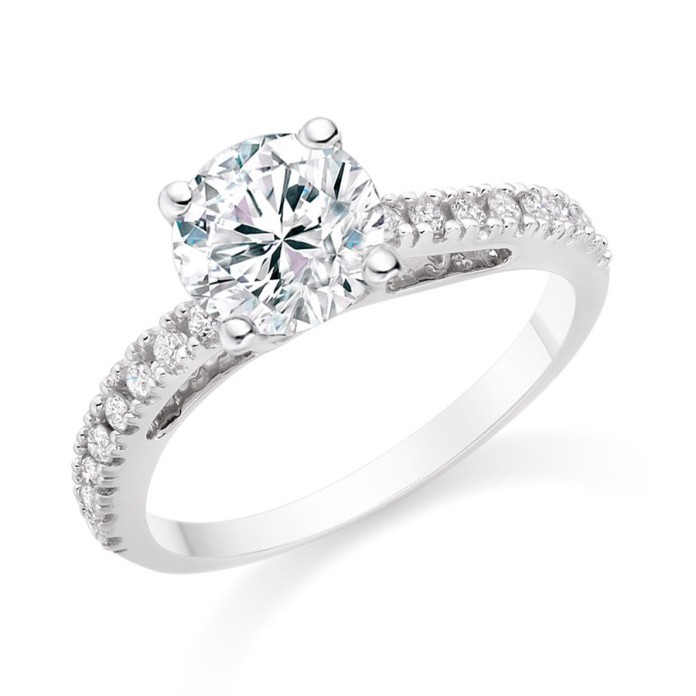 Round Cut 0.75 Carat Side Stones Engagement Ring in Platinum, £2599, Vashi.com, Vashi Dominguez
