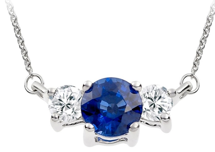 Vashi.com Diamond and Blue Sapphire Pendant in 18k White Gold £699