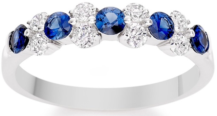Vashi.com Diamond and Blue Sapphire Ring in 18k White Gold £799